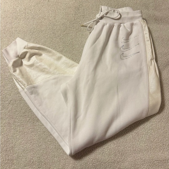 NIKE White Opal Fleece Oversized Joggers Sweat Pants Iridescent Swoosh - Picture 13 of 15